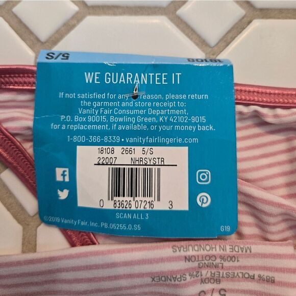 Vanity Fair Bikini Panties Striped SMALL NWT - Picture 4 of 4